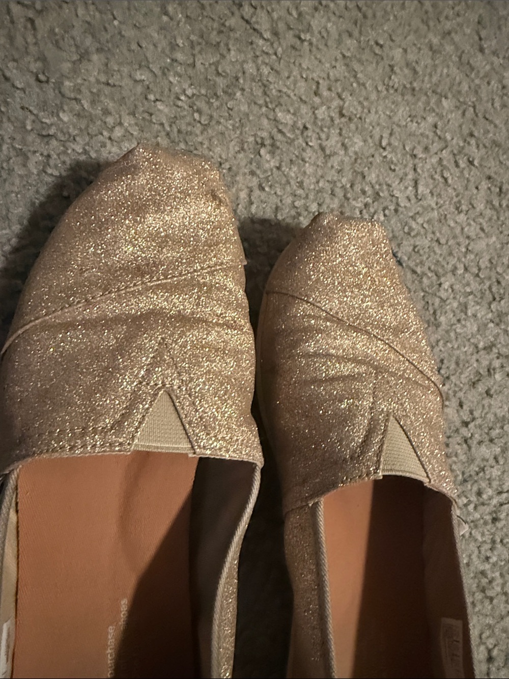 Toms Women's Glitter Slip-On Flats in Champagne Sparkle 8.5 - Picture 2 of 4